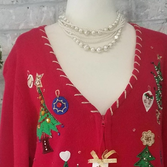 Rare vintage 1980s ugly Christmas sweater cardigan - Picture 7 of 8